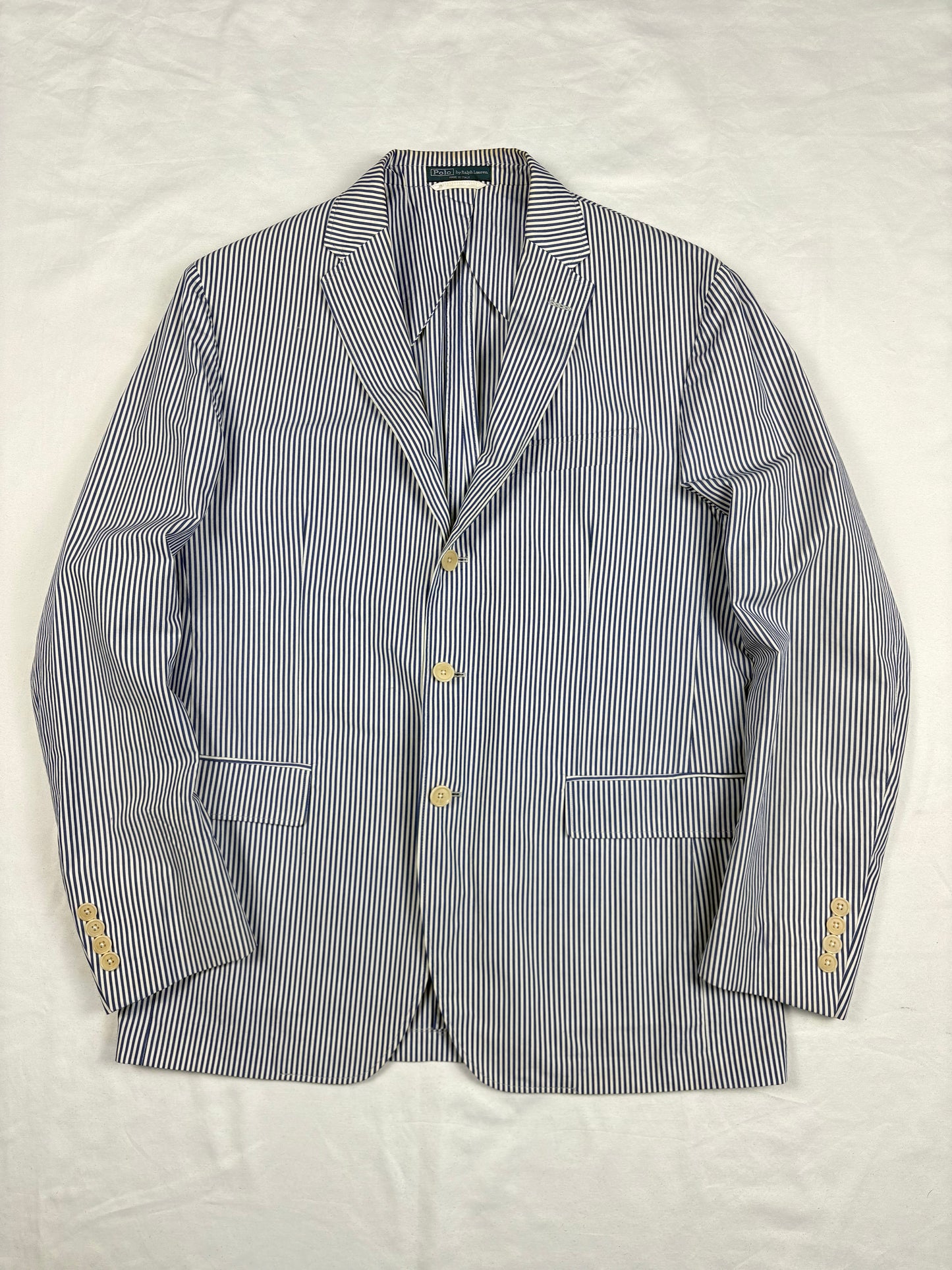 Vintage Polo Ralph Lauren Blue Striped Seersucker Blazer (42)