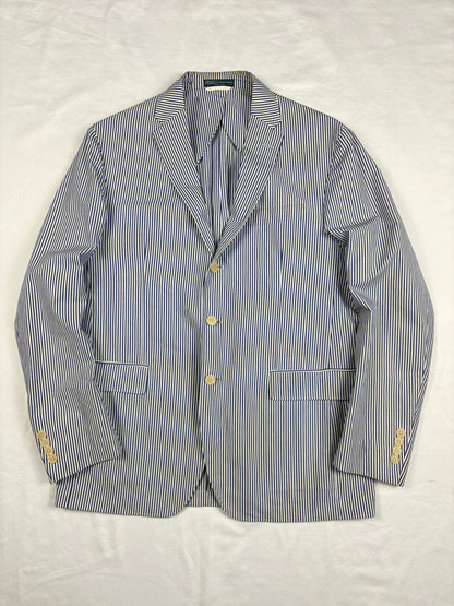 Vintage Polo Ralph Lauren Blue Striped Seersucker Blazer (42)
