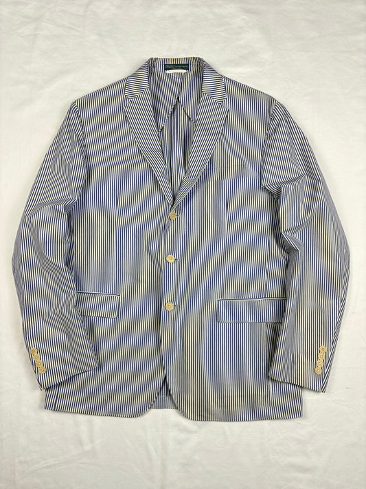 Vintage Polo Ralph Lauren Blue Striped Seersucker Blazer (42)