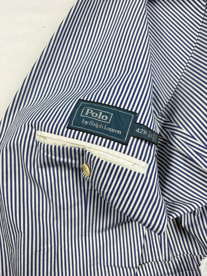 Vintage Polo Ralph Lauren Blue Striped Seersucker Blazer (42)