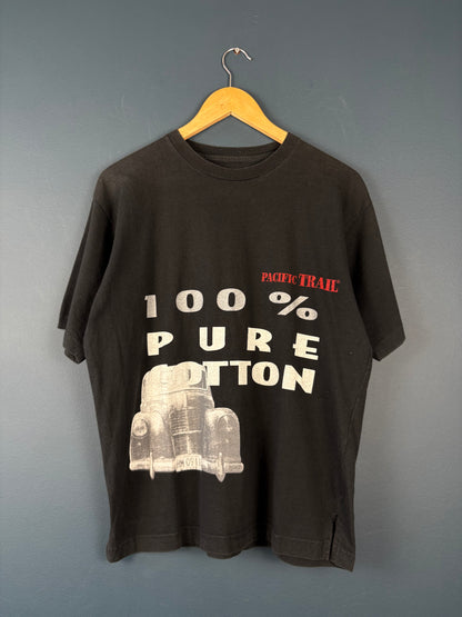 Vintage 90s Pure Cotton Italian Black Graphic Tee (S)