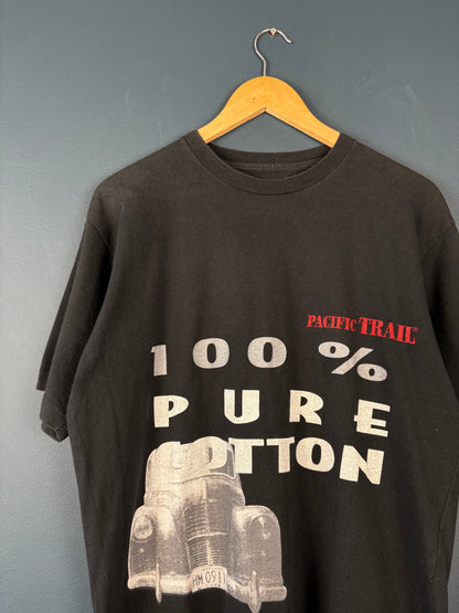 Vintage 90s Pure Cotton Italian Black Graphic Tee (S)