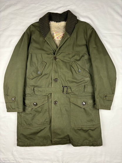 True Vintage 70s Sherling Lined Military Green Overcoat (M)