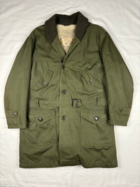 True Vintage 70s Sherling Lined Military Green Overcoat (M)