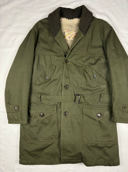 True Vintage 70s Sherling Lined Military Green Overcoat (M)