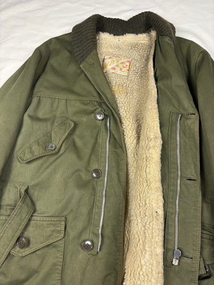 True Vintage 70s Sherling Lined Military Green Overcoat (M)