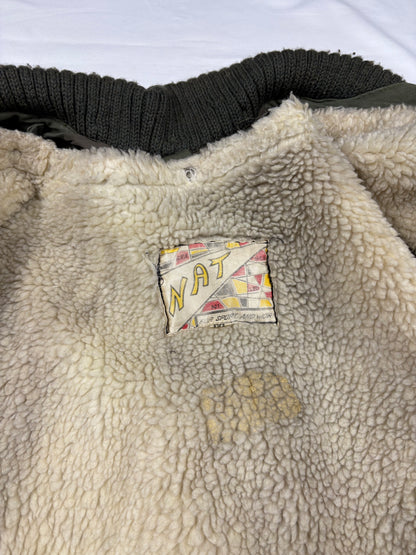 True Vintage 70s Sherling Lined Military Green Overcoat (M)