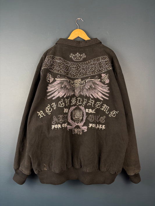Vintage Pelle Pelle 90s Rhinestone Work Jacket (6XL)