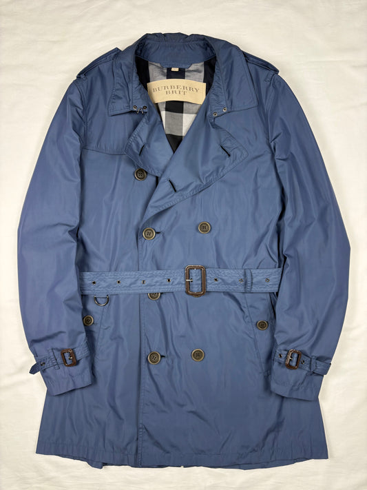 Burberry Kensington Heritage Sky Blue Trench Coat (L)