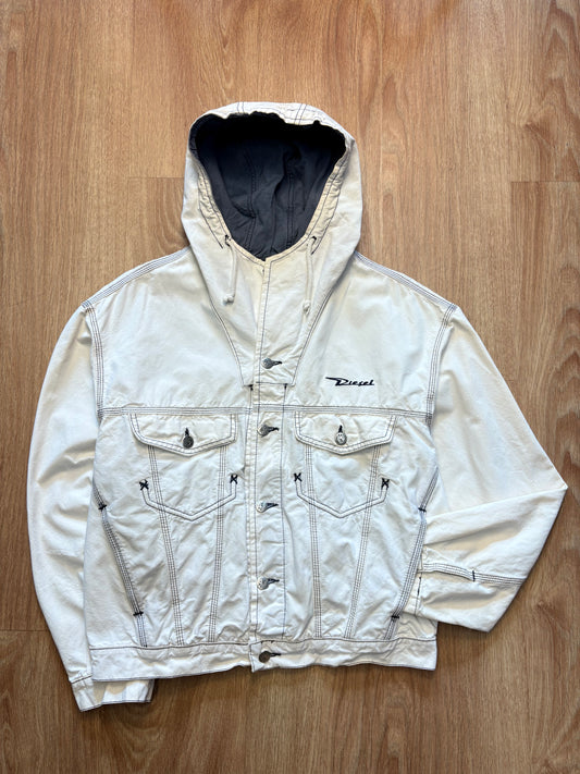 Diesel Industry 90s Contrast Stitch White Canvas Jacket (M)