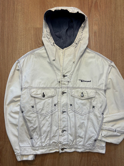 Diesel Industry 90s Contrast Stitch White Canvas Jacket (M)