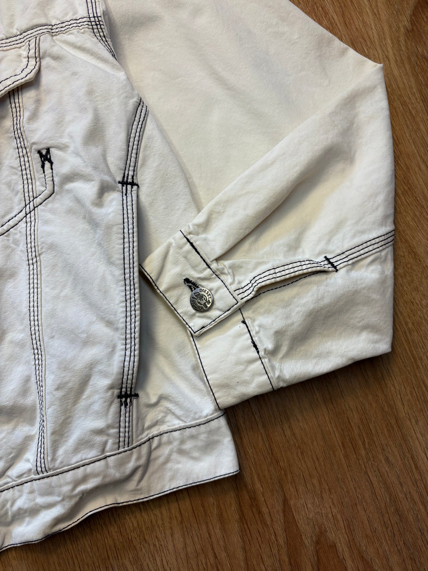 Diesel Industry 90s Contrast Stitch White Canvas Jacket (M)