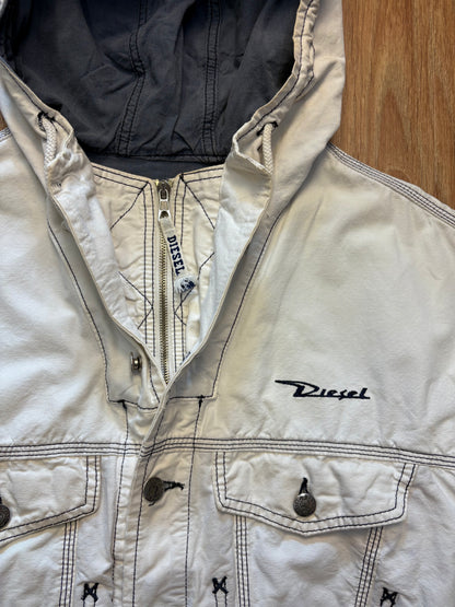 Diesel Industry 90s Contrast Stitch White Canvas Jacket (M)