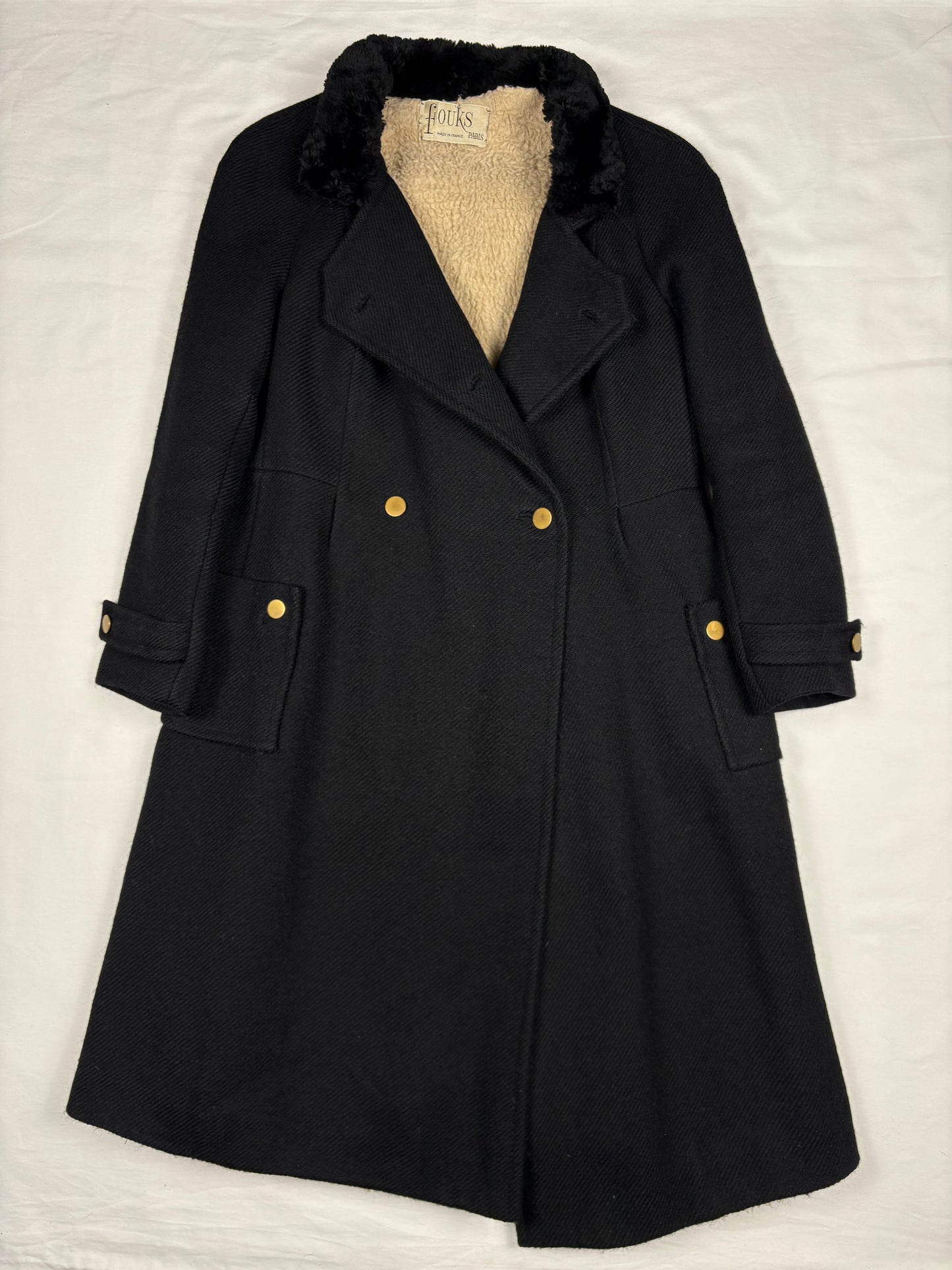 True Vintage 70s French Double Breasted Sherling Lined Wool Over Coat (women's S/M)