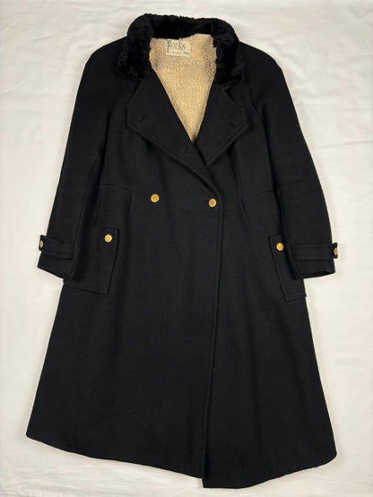 True Vintage 70s French Double Breasted Sherling Lined Wool Over Coat (women's S/M)