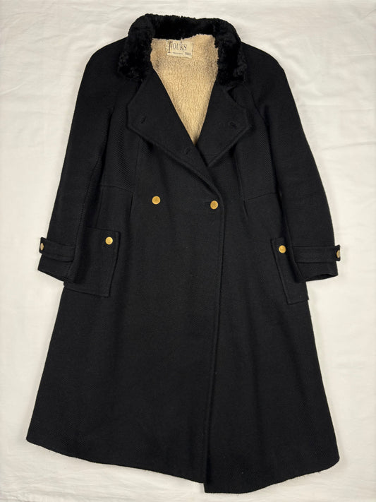 True Vintage 70s French Double Breasted Sherling Lined Wool Over Coat (women's S/M)