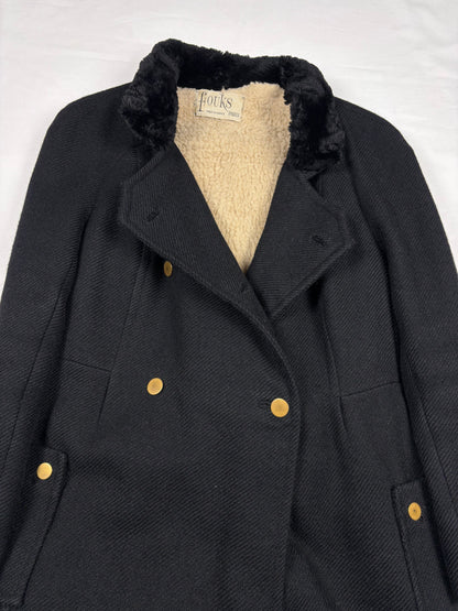 True Vintage 70s French Double Breasted Sherling Lined Wool Over Coat (women's S/M)