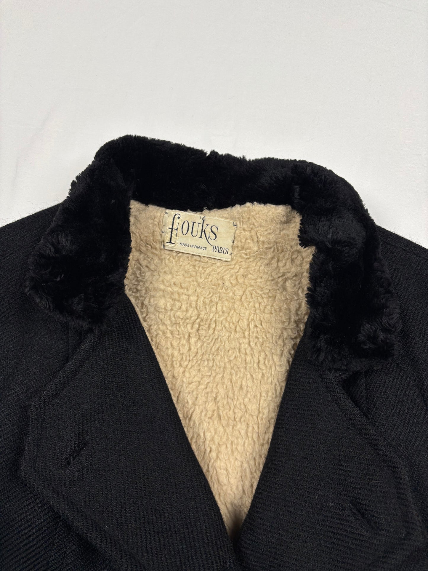 True Vintage 70s French Double Breasted Sherling Lined Wool Over Coat (women's S/M)