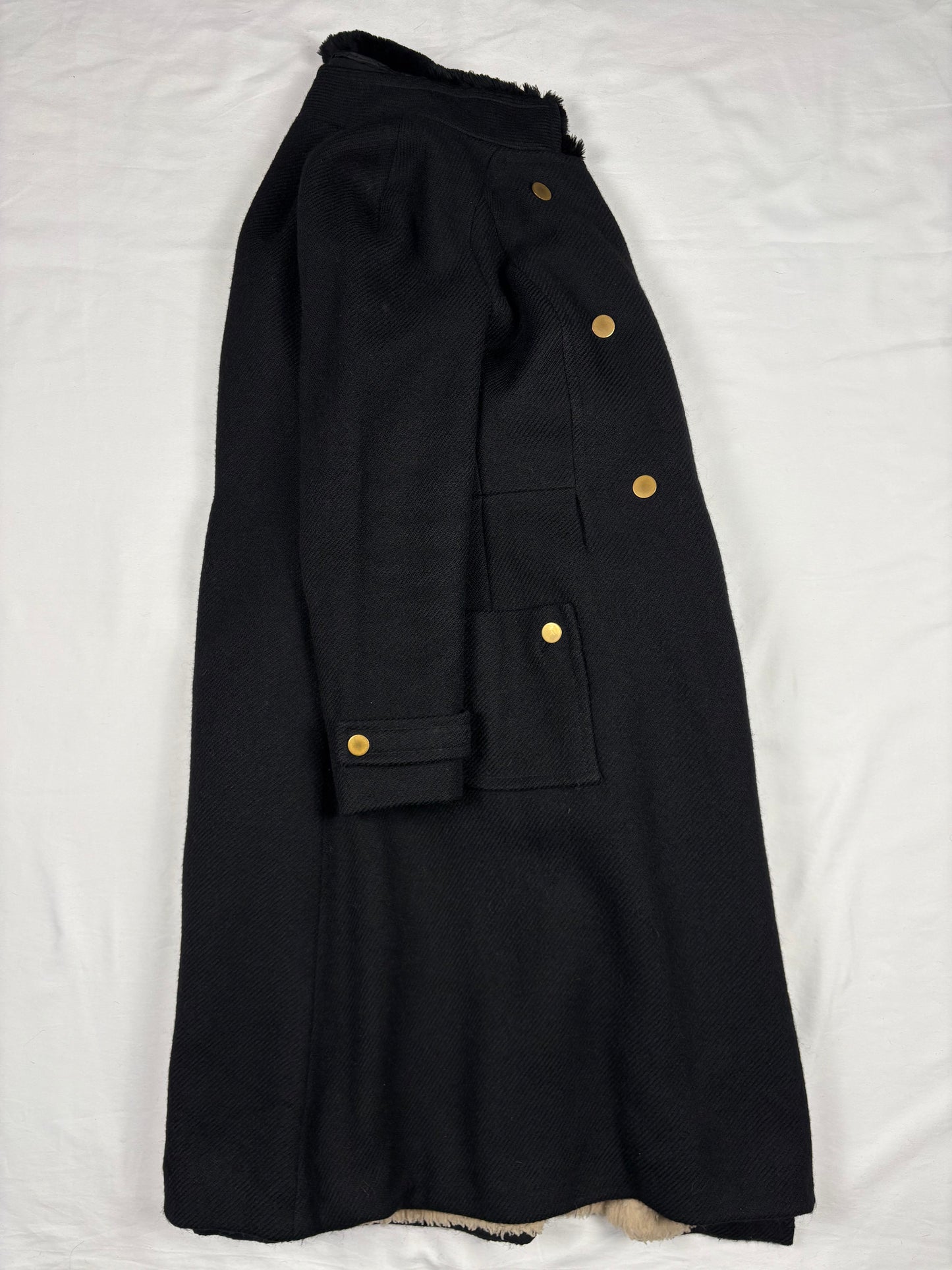 True Vintage 70s French Double Breasted Sherling Lined Wool Over Coat (women's S/M)