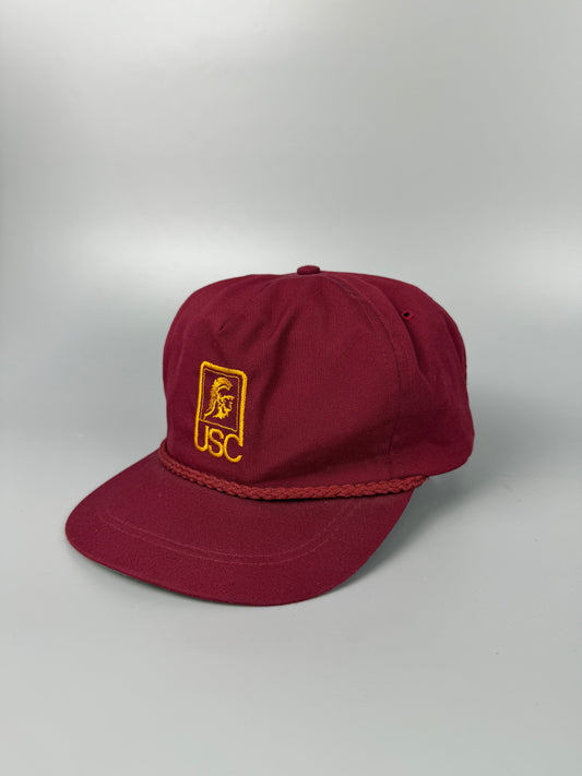 Vintage USC College Burgundy Cord Trucker Hat