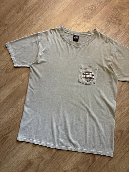 Harley Davidson Vintage Chalk Heavyweight Pocket Tee (L)