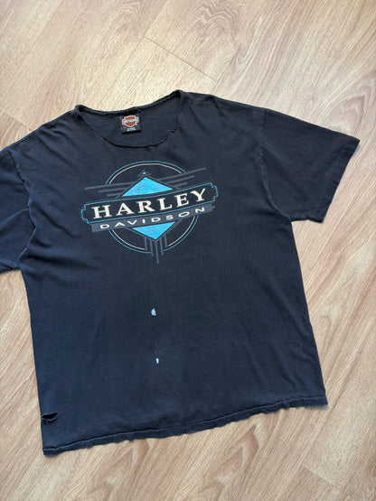 Harley Davidson Las Vegas Vintage Black Cut-Off Graphic Tee (XL)