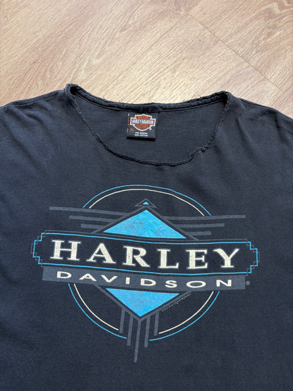 Harley Davidson Las Vegas Vintage Black Cut-Off Graphic Tee (XL)