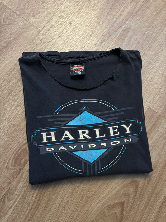Harley Davidson Las Vegas Vintage Black Cut-Off Graphic Tee (XL)