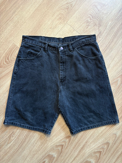Vintage Wrangler Baggy Black Washed Denim Shorts (34w)