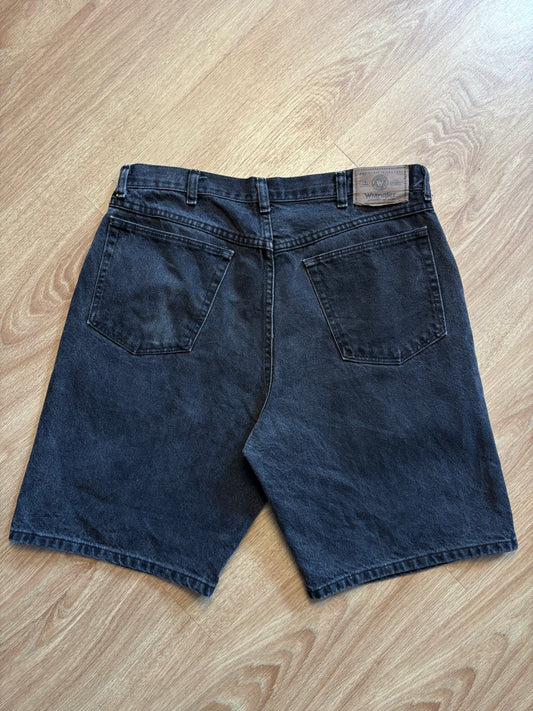 Vintage Wrangler Baggy Black Washed Denim Shorts (34w)