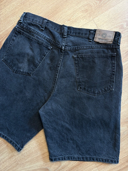 Vintage Wrangler Baggy Black Washed Denim Shorts (34w)