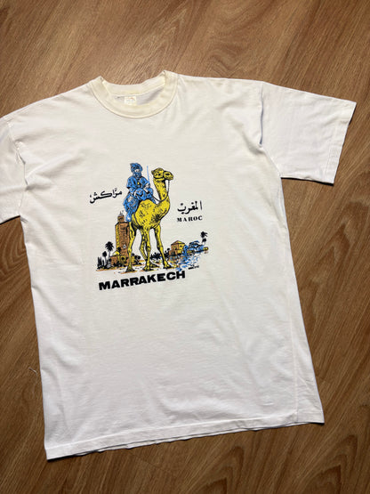 Vintage 90s Marrakech Morocco White Single Stitch Tee (M)