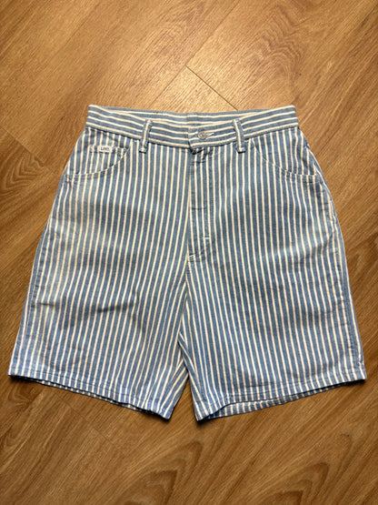 Vintage LEE Light Blue Pinstripe Wide Leg Cotton Shorts (30w)
