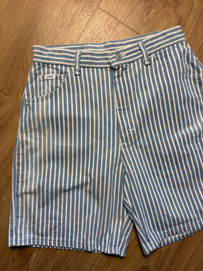 Vintage LEE Light Blue Pinstripe Wide Leg Cotton Shorts (30w)
