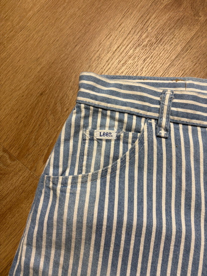 Vintage LEE Light Blue Pinstripe Wide Leg Cotton Shorts (30w)
