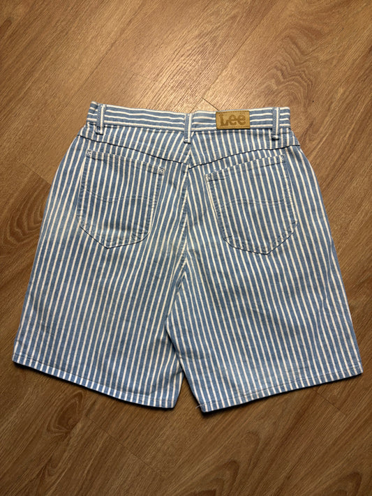 Vintage LEE Light Blue Pinstripe Wide Leg Cotton Shorts (30w)