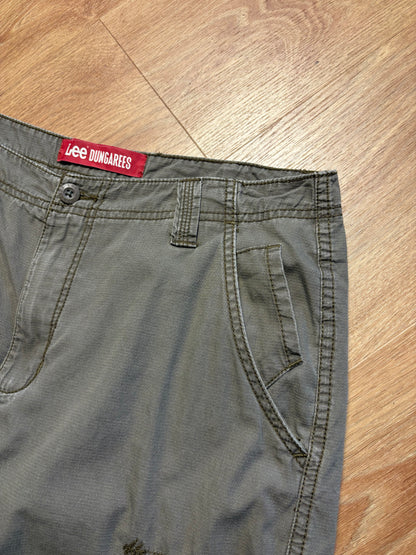 Vintage LEE Dungarees Carpenter Khaki Green Shorts (32w)