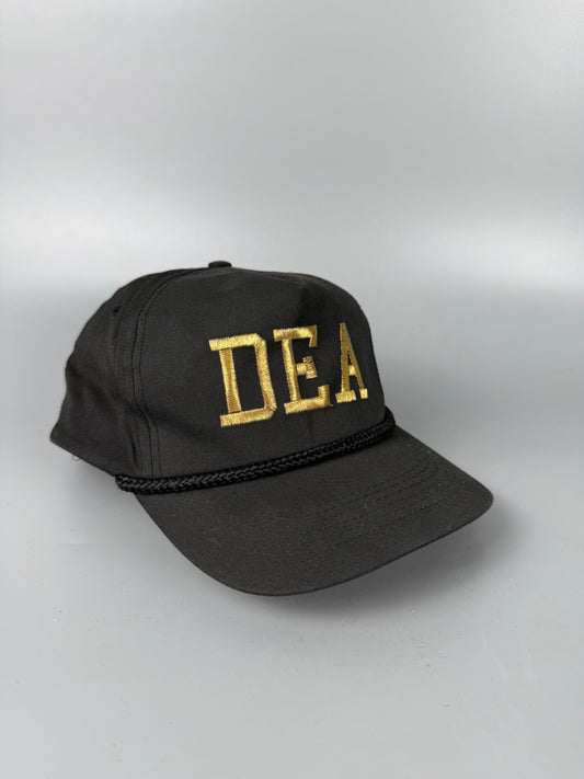 Vintage American DEA Gold on Black Cord Trucker Hat