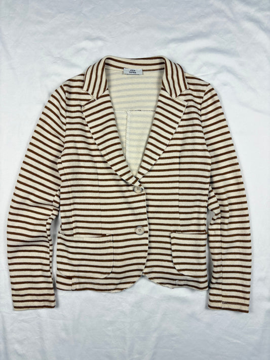 Italian Made 2000s Brown Stripe Cotton Blazer (women's M)