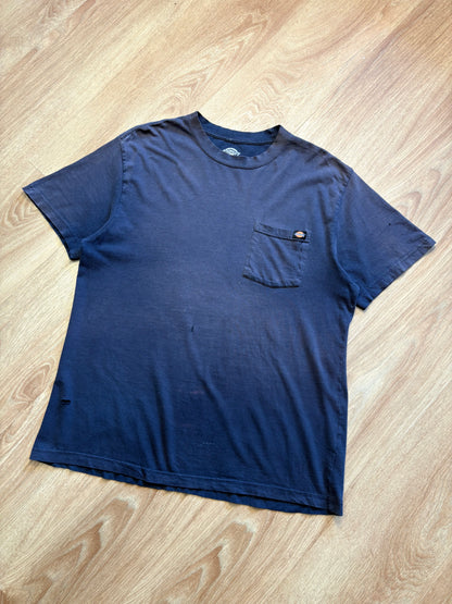 Vintage Dickies Workwear Washed Navy Blue Pocket Tee (L)