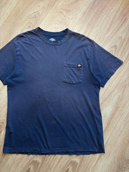 Vintage Dickies Workwear Washed Navy Blue Pocket Tee (L)