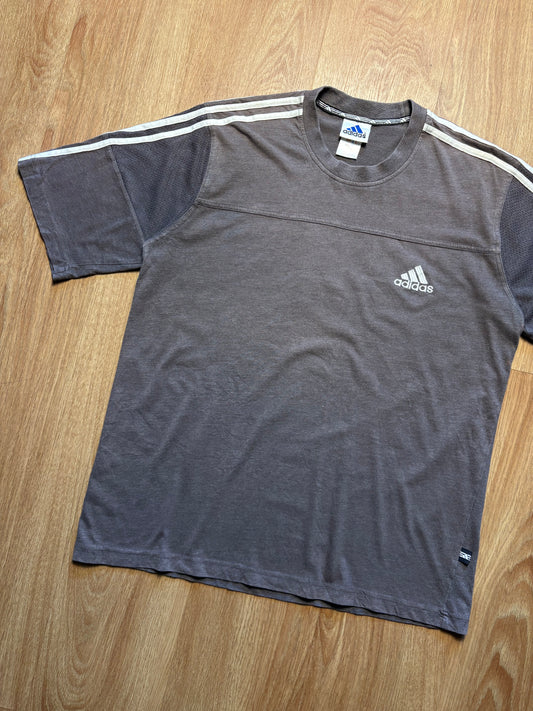 Vintage Adidas Three Stripes Dark Grey T-shirt (M)