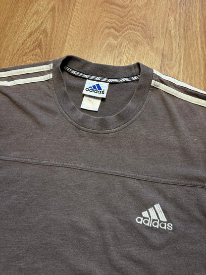 Vintage Adidas Three Stripes Dark Grey T-shirt (M)