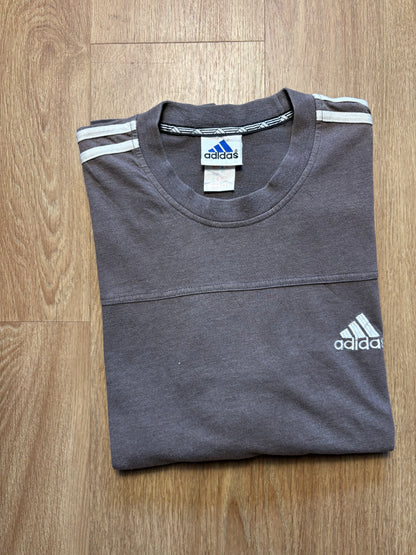 Vintage Adidas Three Stripes Dark Grey T-shirt (M)