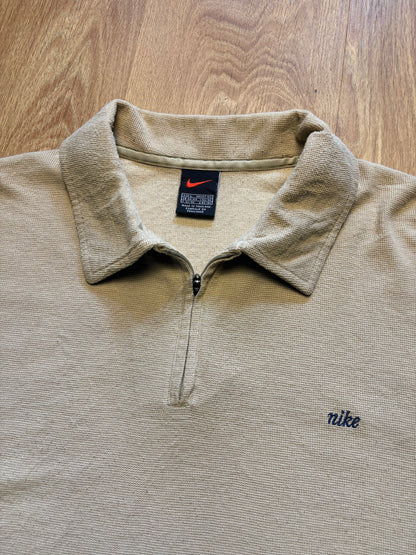 Vintage Nike Beige Quarter Zip Polo Top (L)
