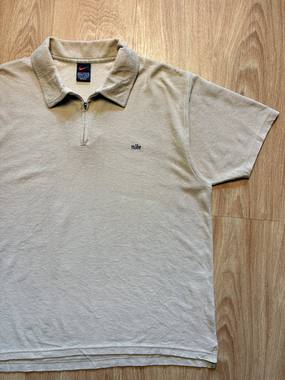 Vintage Nike Beige Quarter Zip Polo Top (L)