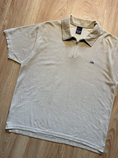 Vintage Nike Beige Quarter Zip Polo Top (L)