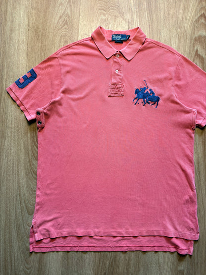Ralph Lauren Big Horse 2000s Salmon Polo Top (XL)