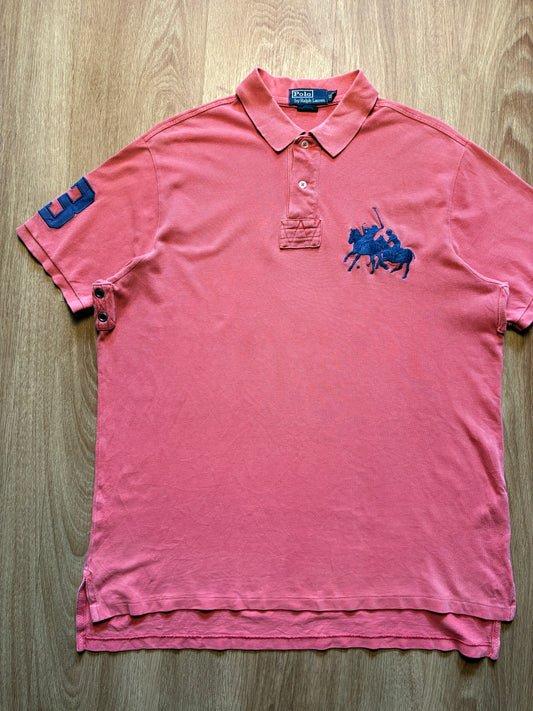 Ralph Lauren Big Horse 2000s Salmon Polo Top (XL)