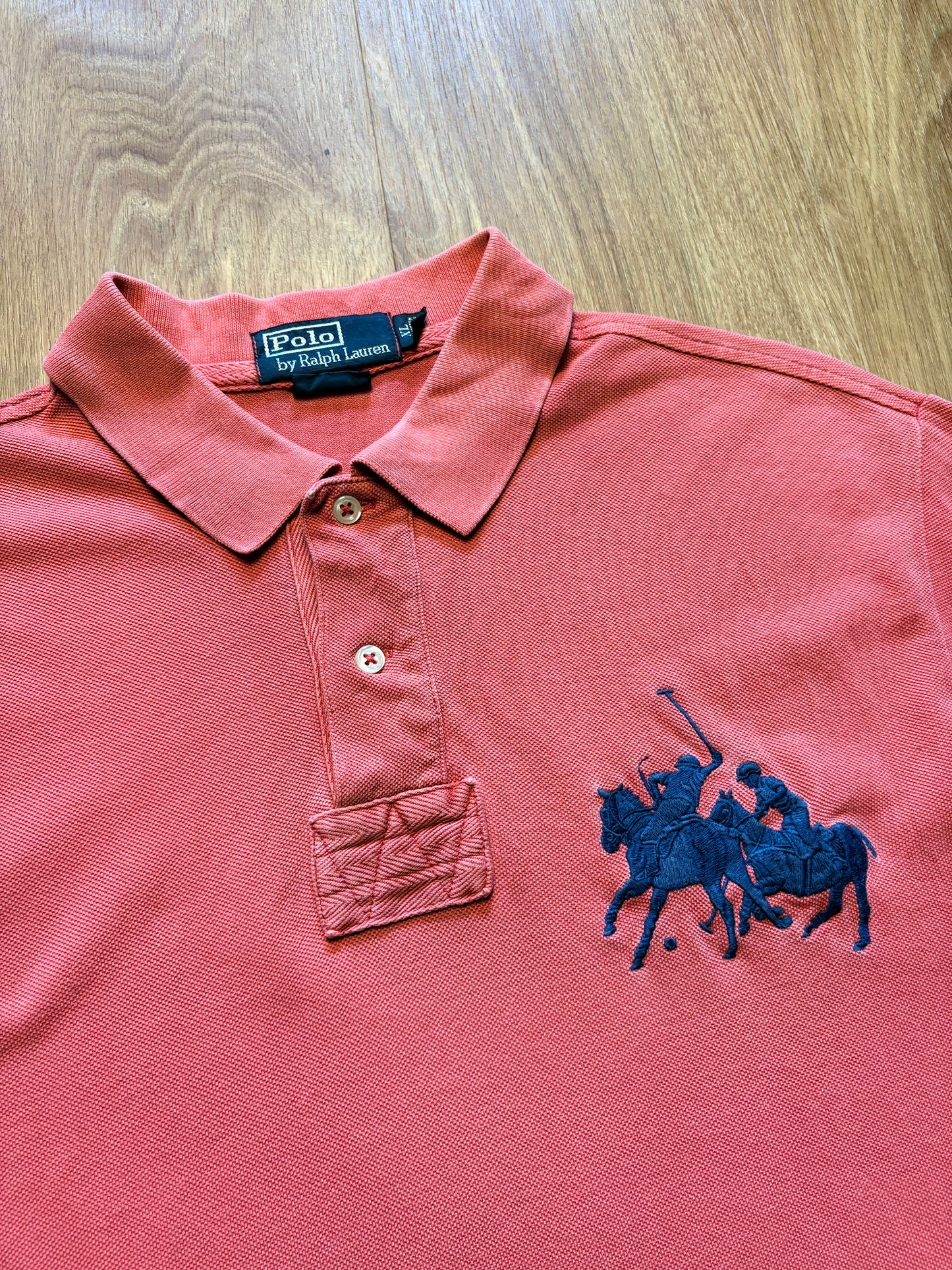 Ralph Lauren Big Horse 2000s Salmon Polo Top (XL)